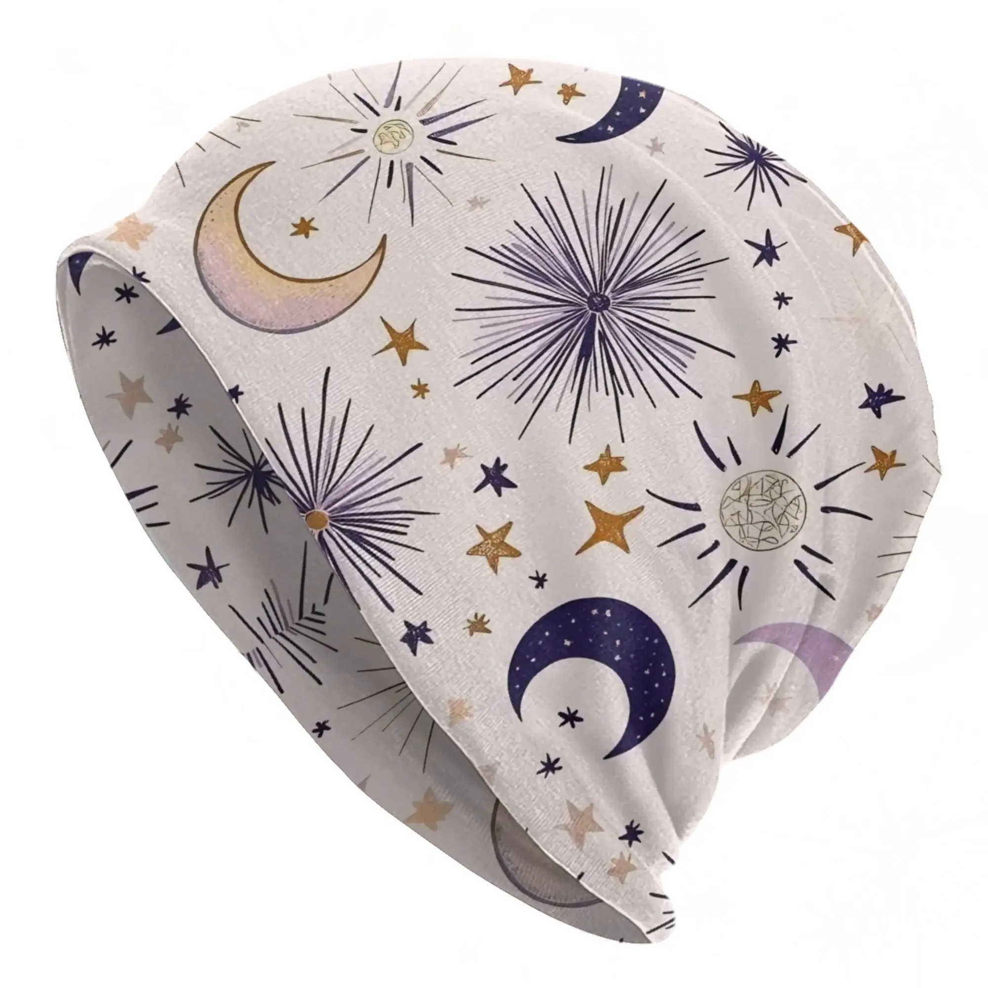 Astrology Zodiac Moon and Stars Bonnet Hat Outdoor Skullies Beanies Hat  Moon Star  for Men Women Warm Dual-use Caps