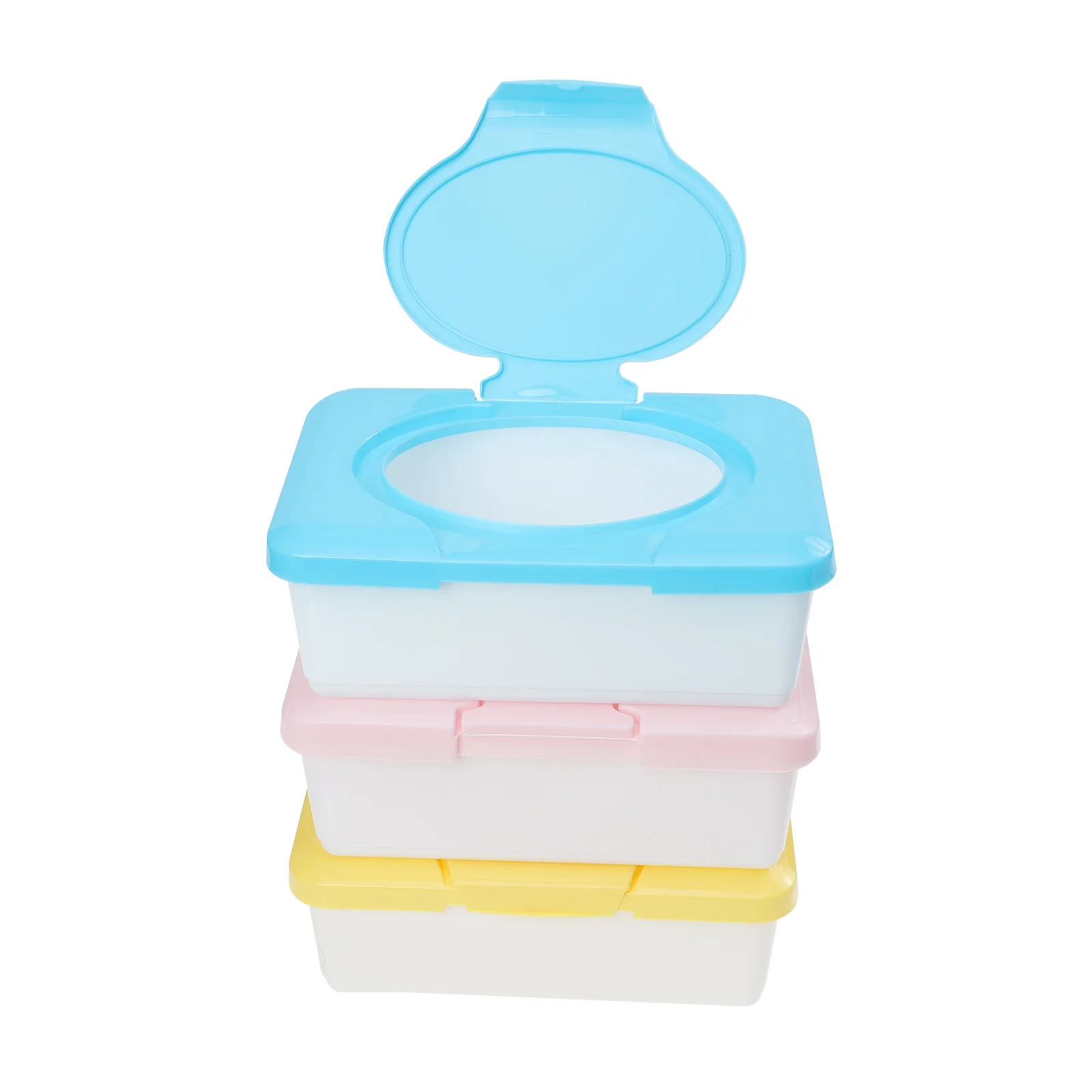 Dispenser per scatole di salviette per neonati da 3 pezzi Custodie portatili in plastica durevoli riutilizzabili per porta fazzoletti per ufficio domestico