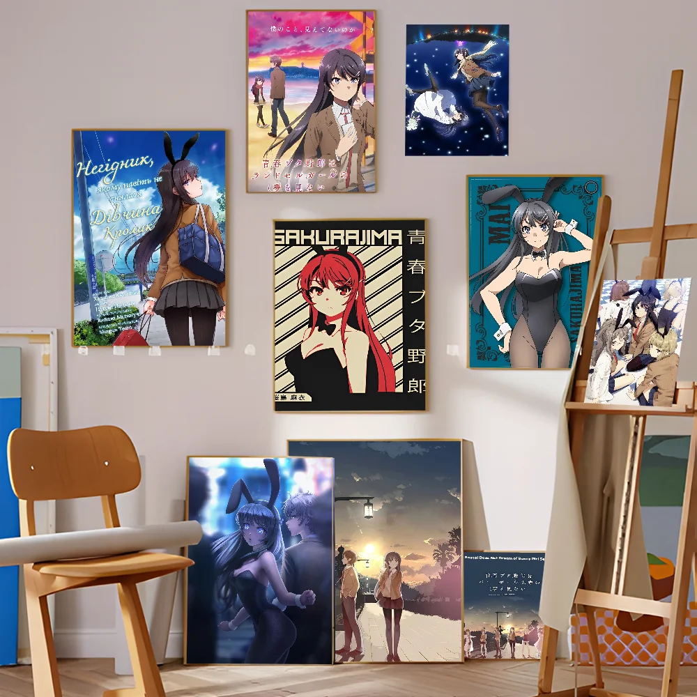 Rascal Does Not Dream Of Bunny Girl Senpai Anime Posters Sticky Whitepaper Sticker DIY Room Bar Cafe Kawaii Room Decor