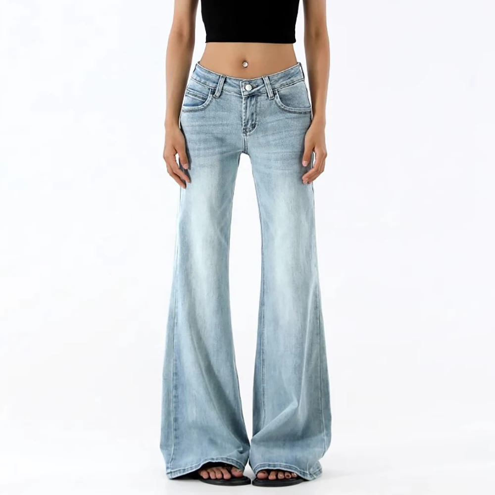 

y2k винтажные женские джинсы с высокой талией, однотонные брюки на молнии и пуговицах с карманами, эстетичная уличная одежда, потертые джинсы