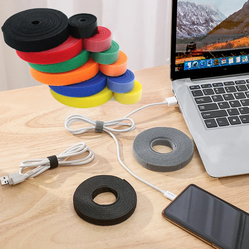 10/15/20mm Reusable Adhesive Fastener Tape Strong Hook and Loop  Fasteners Back To Back Cable Ties Curtain Fastener Tape Roll