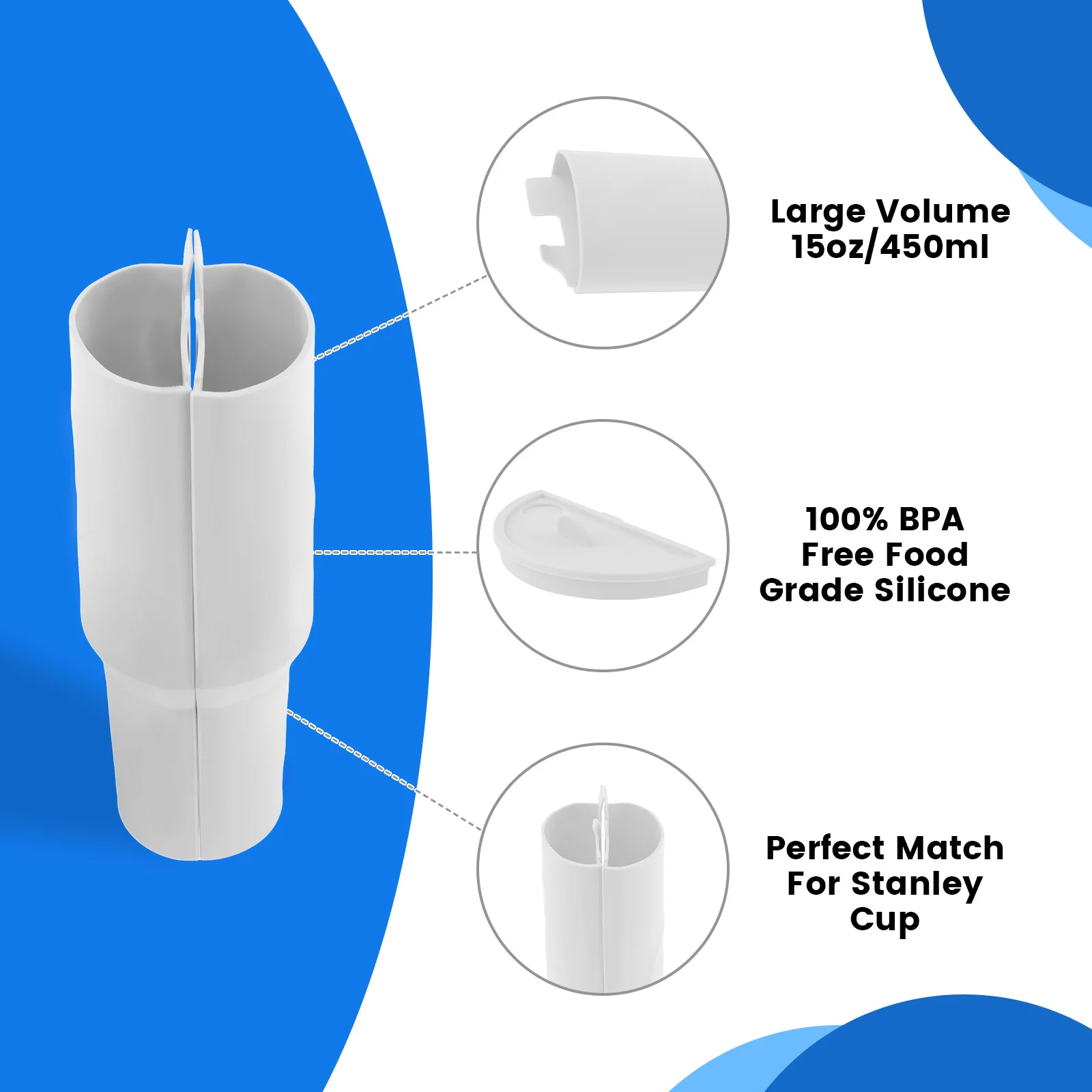 2-in-1 Drink Separator Silicone Liner for Stanley Cup 40 oz Cup Divider Accessories Inner Cup Section Tray for Dual-Sided Drink