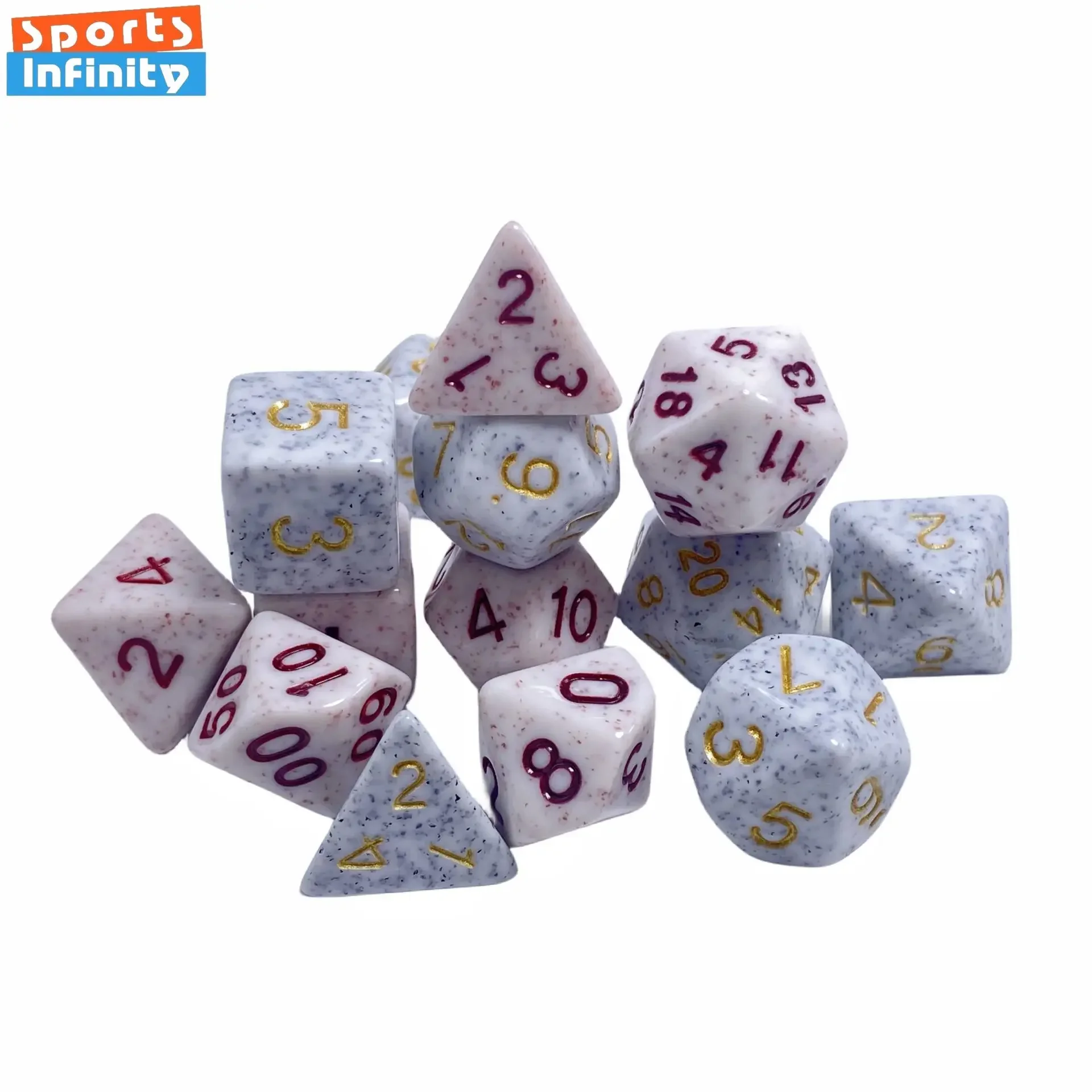 7pcs RPG Game Dice with Spots Acrylic Polyhedral Dice Board Game D4 D6 D8 D10 D12 D20 Dnd Number Dice kit