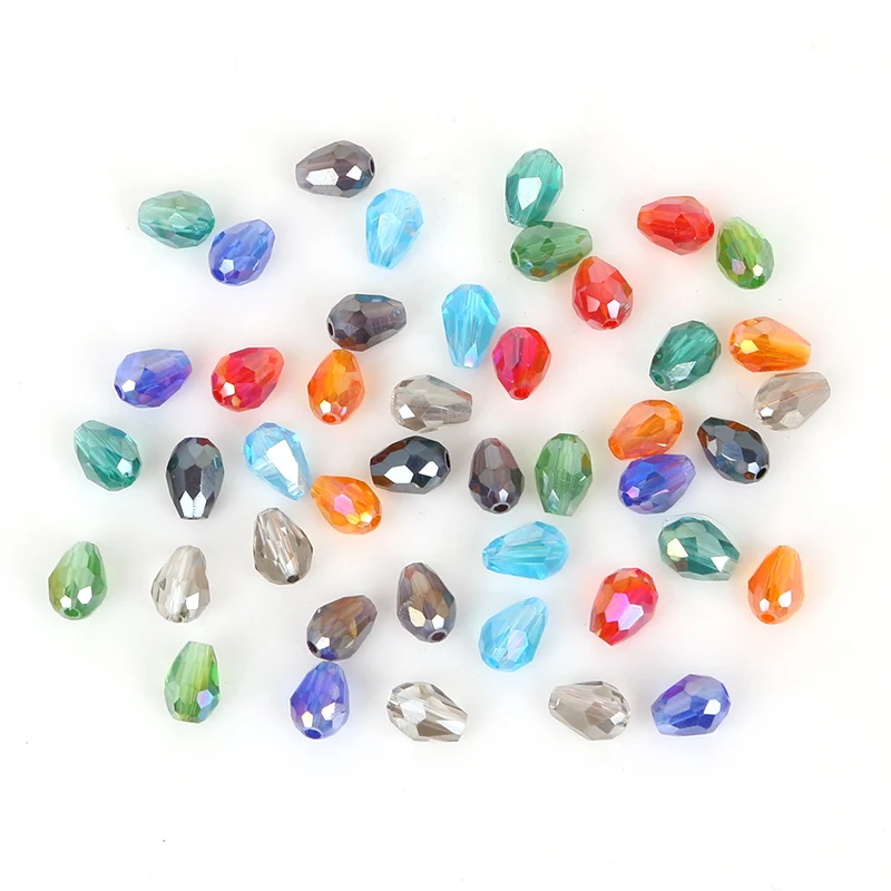 5x7 mm tropfenförmige facettierte Kristallglasperlen, bunte Glasperlen, lose Spacer-Perlen für die Schmuckherstellung, DIY-Zubehör – Detail 2