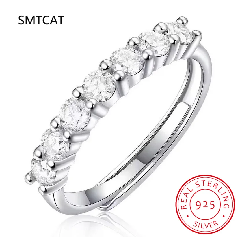 Real Moissanite Ring 925 Sterling Silver Diamond Eternity Band Engagement Wedding Rings for Women Luxury Quality Jewelry