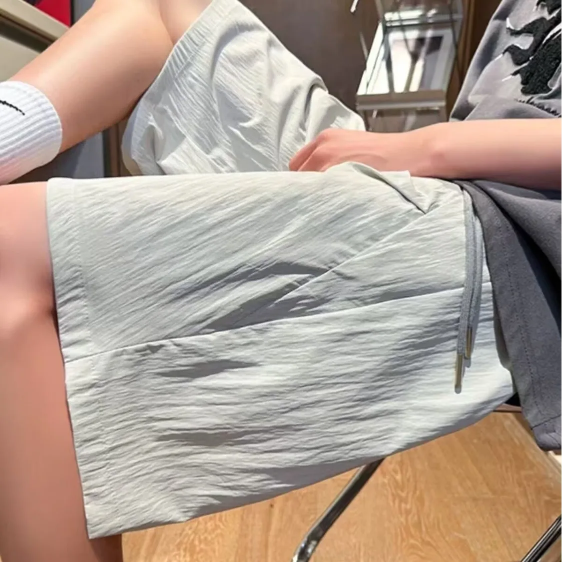 

Summer New American Sle Men's ort Pants Thin Design Loose Large Size Sport Casual Five-Quarter Length Straight Leg Jeans