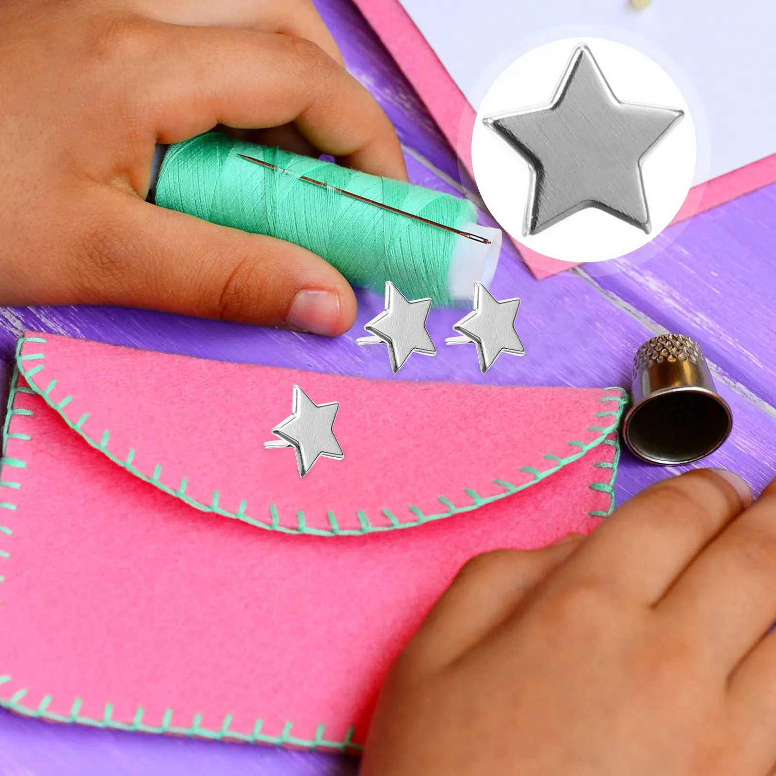 

100Pcs Craft Brads Large Quantity Star Shape Metal Brads for Paper Crafts DIY Decoration Kids Art Making Projects