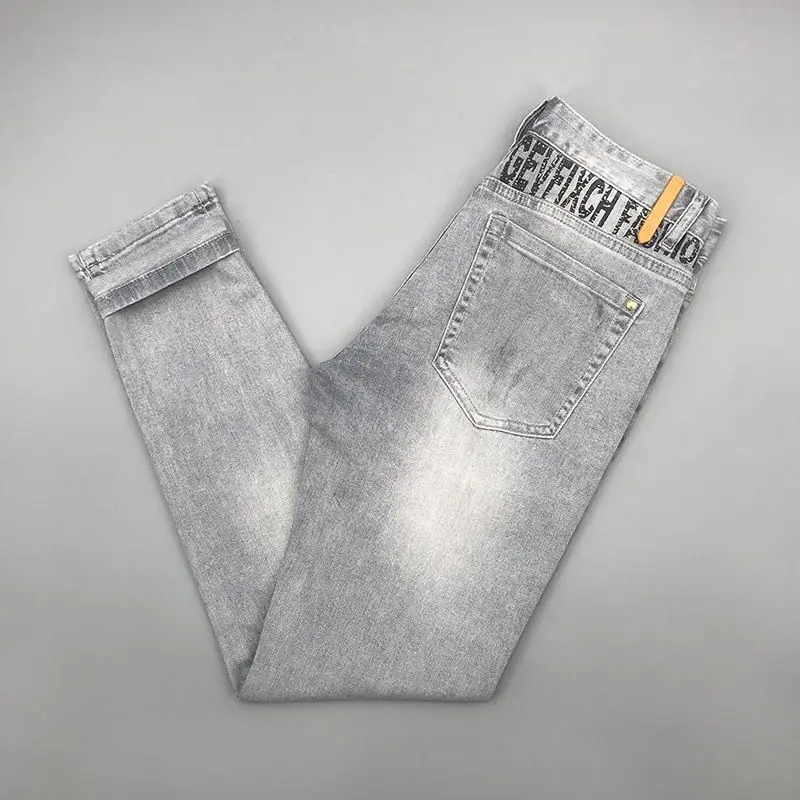 

Menswear Clothing Luxury High-end Light Gray Jeans Men's Spring Summer Trend Handsome Elastic Slim-fit Small Feet Casual Pants
