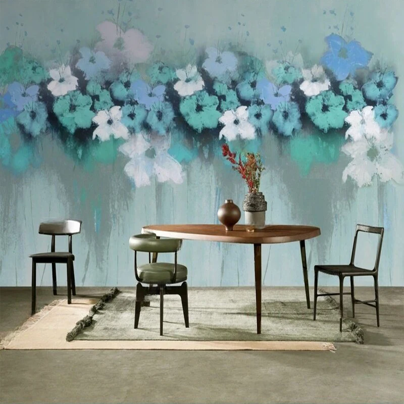 

Custom Floral Wall Mural Modern Oil Painting Style TV Sofa Background Wallpaper Home Decor for Living Room Bedroom