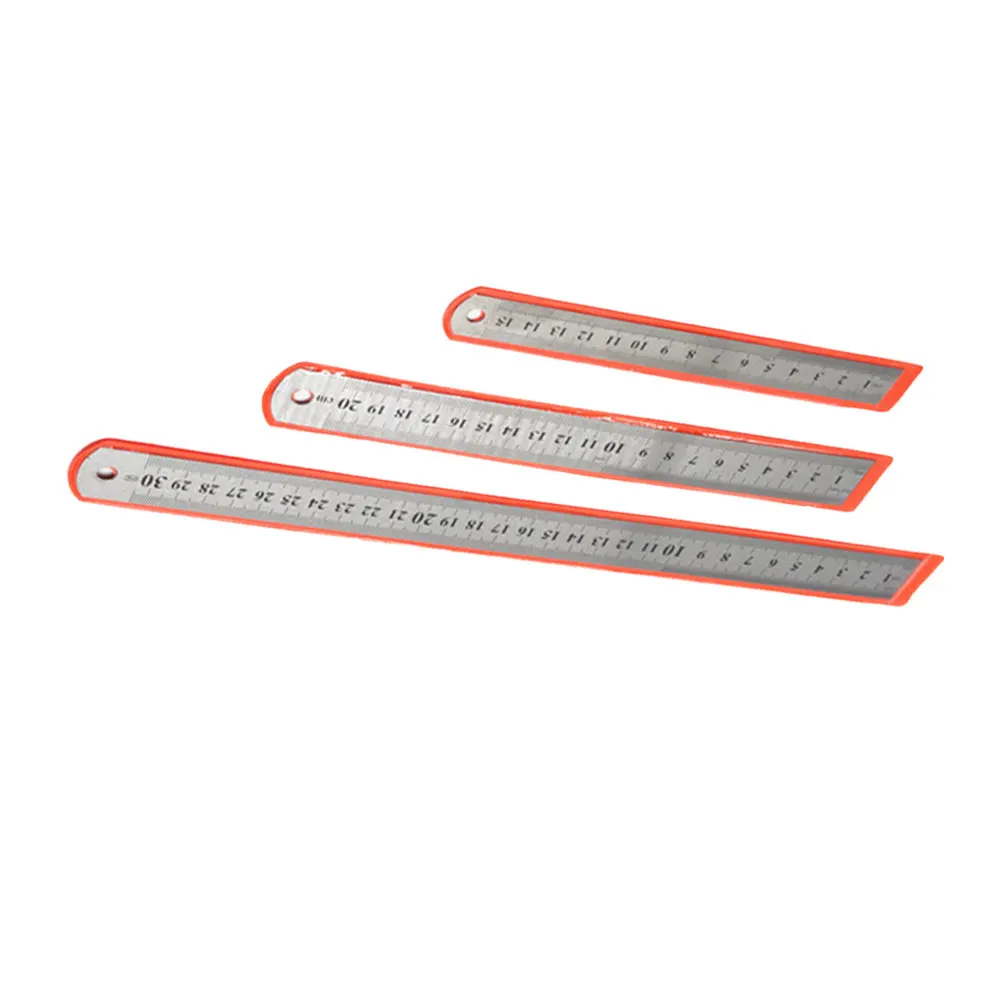 3Pcs Stainless Steel Ruler Set Double Scale Straight Ruler 15Cm 20Cm 30Cm Space Saving Lightweight Learning Tool for