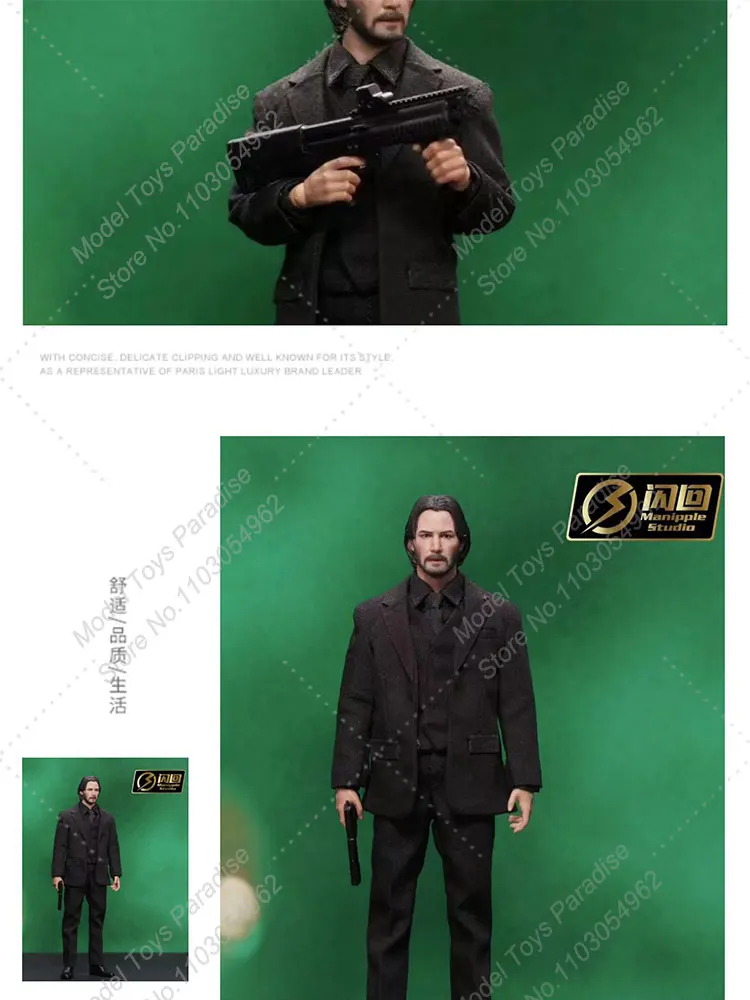 1/12 Men Soldier John Wick Killer Keanu Reeves Double Head Carving Full Set 6'' Action Figure Collectible Fans Gifts