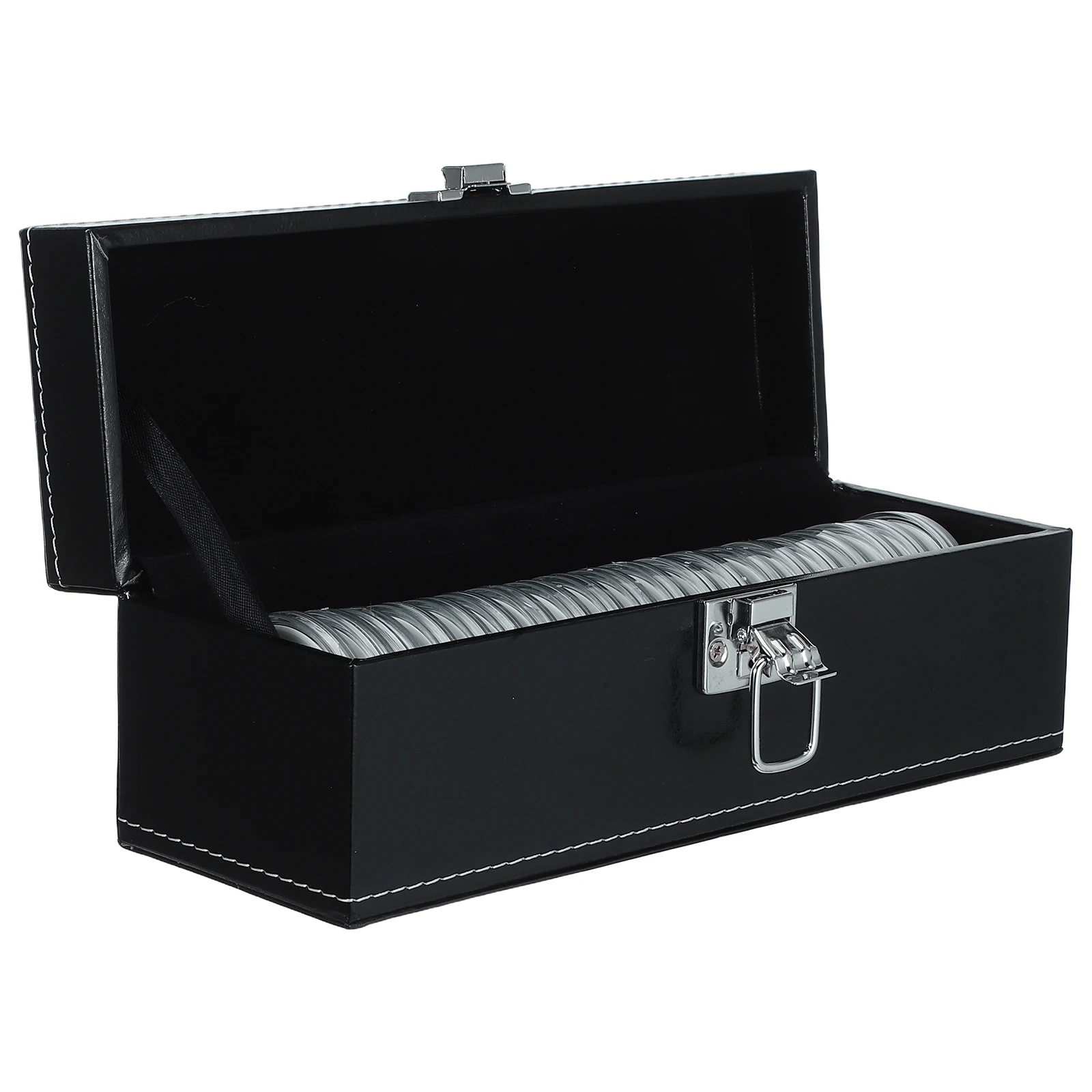 Coin Collection Box Storage Container Seal Capsule Holder Collector Supplies Black