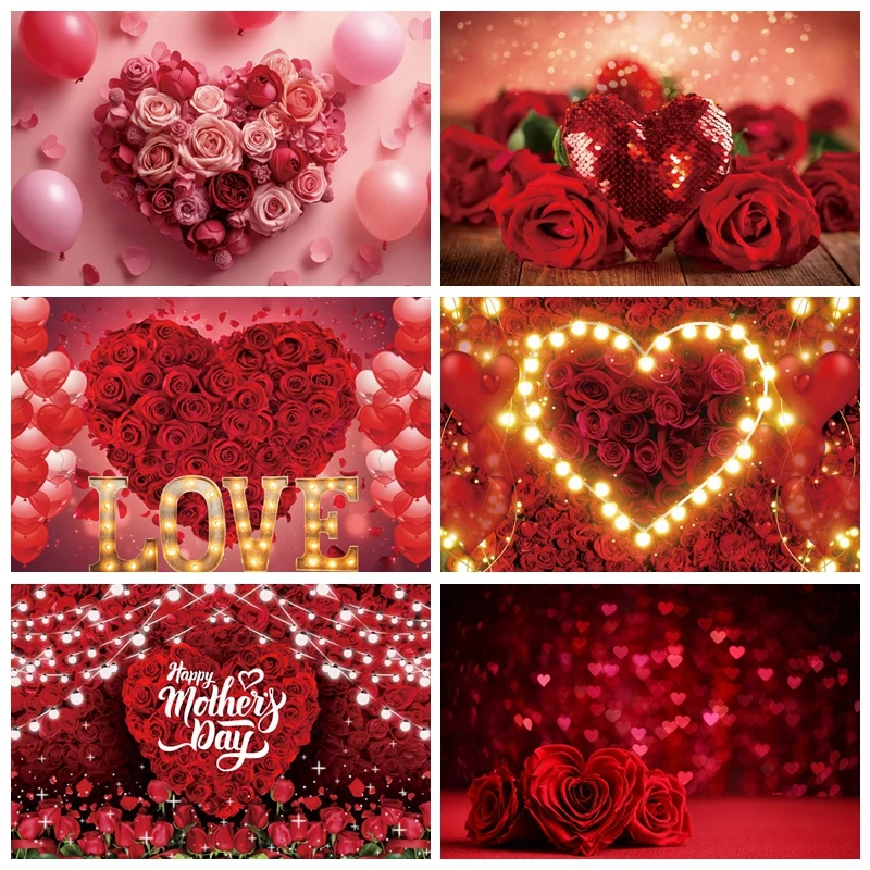 Rose Love Heart Valentine's Day Photography Backdrop Couple Portrait Photographic February 14 Party Background Photo Studio Prop