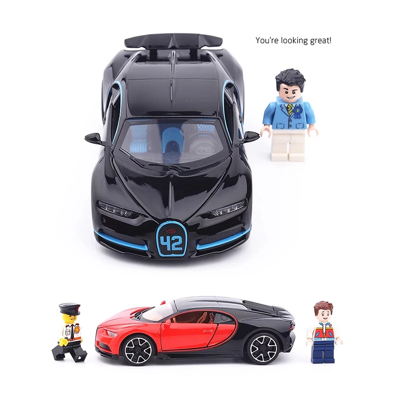 Chiron 1/32 sports car Metal Toys Simulation Diecast Alloy Miniature Sound Light Pull Back collection display fast furious gift