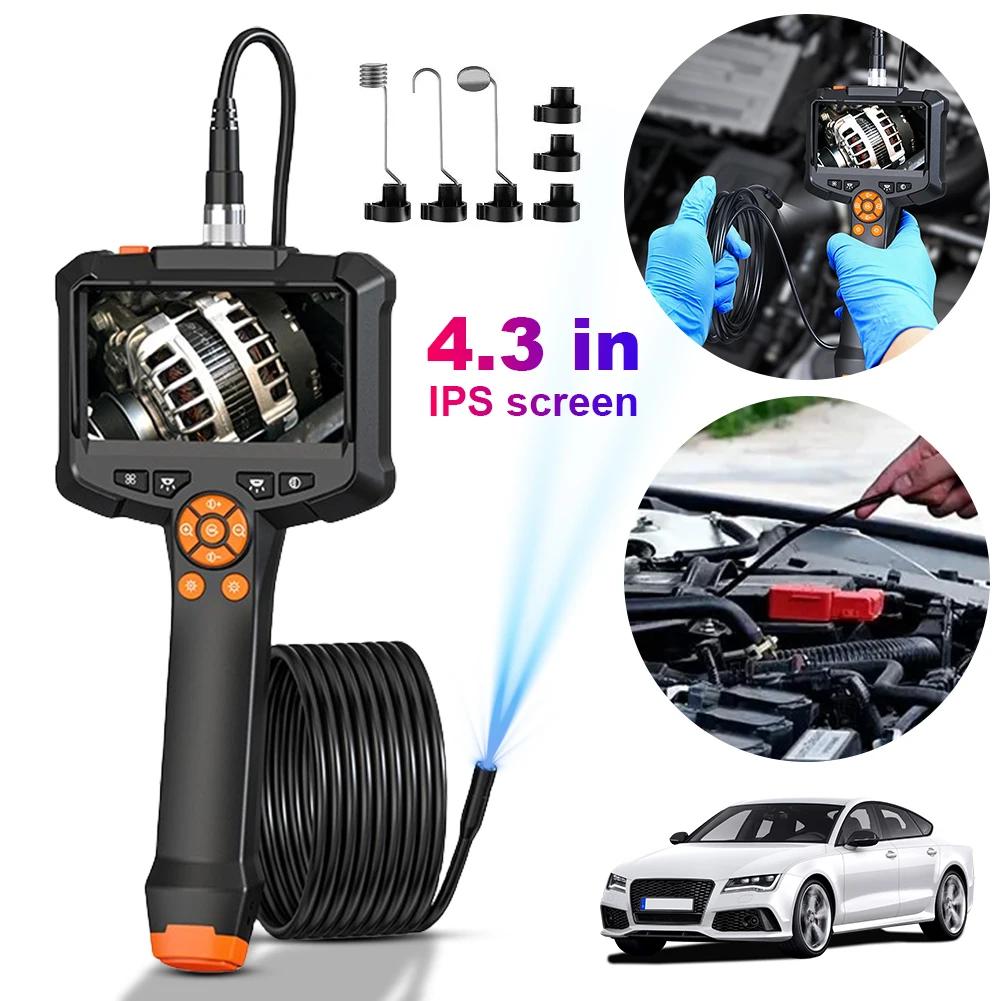 4.3 Inch IPS Handheld Endoscope Camera Explorer Inspection Camera 8mm 2MP IP67 Borescope Waterproof for Pipe Inspection