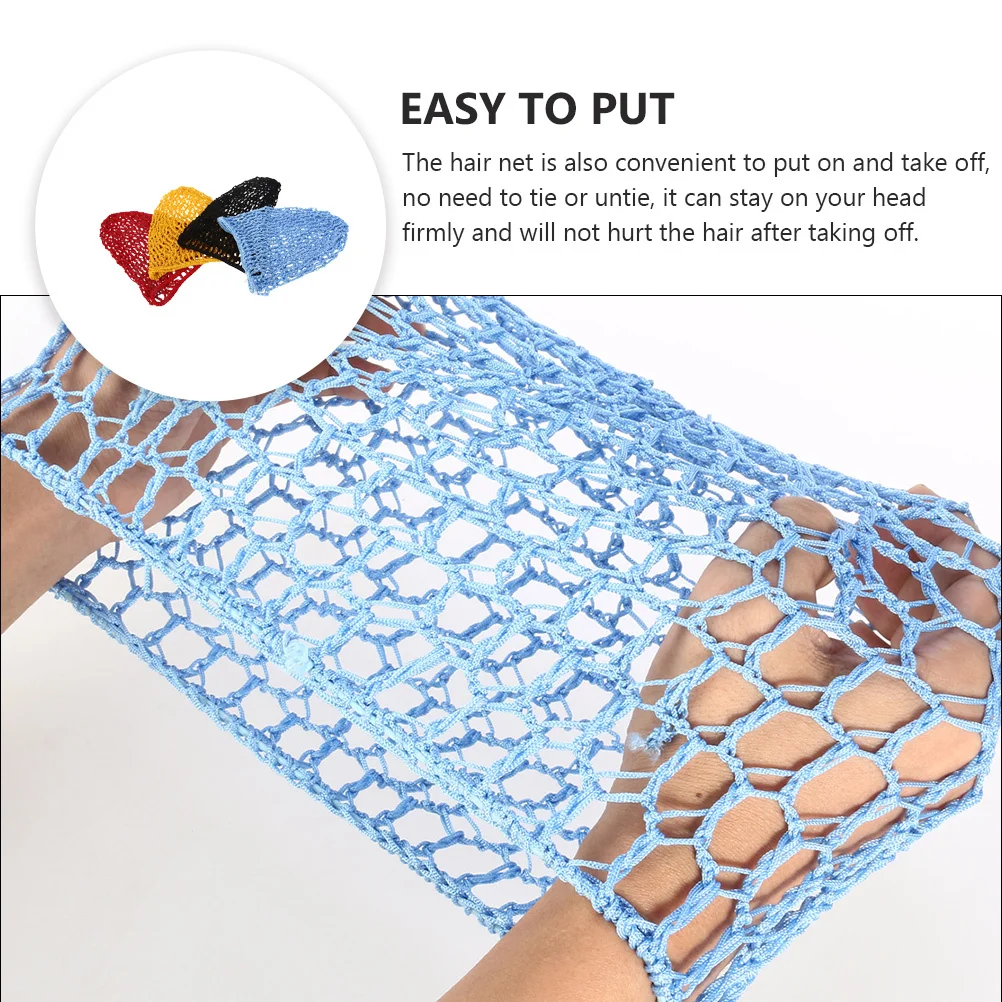

4Pcs Mesh Crochet Hair Net Rayon Snood Elastic Breathable Lightweight Hair Net Cap for Women Everyday Use Crochet Snood Hairnet
