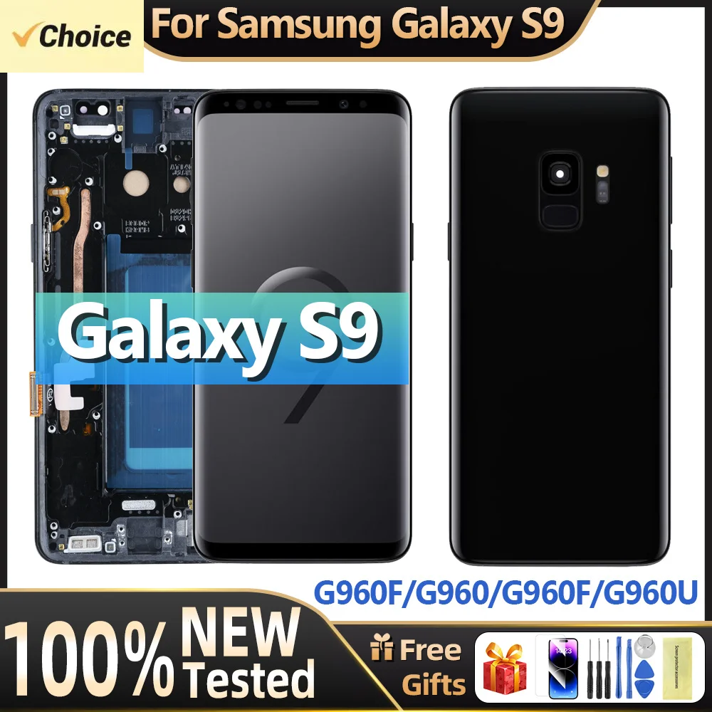 100% Tested Display For Samsung Galaxy S9 LCD With Digitizer Touch Screen Assembly SM-G960FD S9 G960 LCD With Frame Replacement