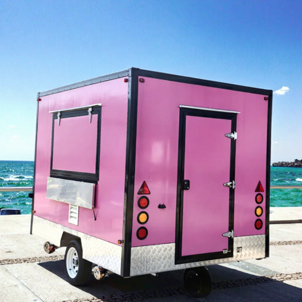 Customized 3M Small Food Trailer Composite Board Stainless Steel Frame Full Mobile Food Trucks Frying Equipment Kitchen Rust