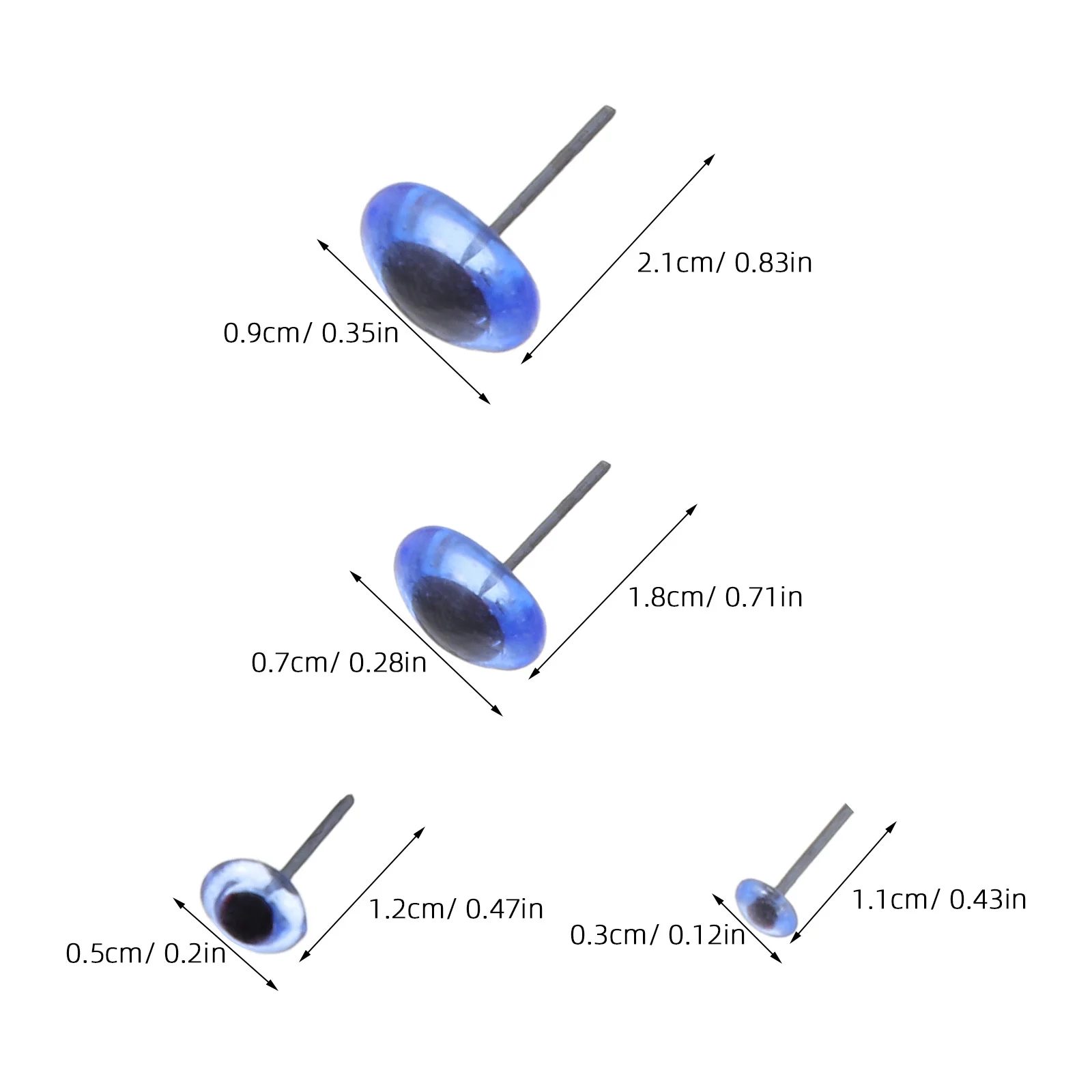 120개 유리 공예 눈, 니들 펠팅용 3 5 7 9mm 미니어처 사실적인 둥근 눈 구슬, 봉제 동물 장식 공예용