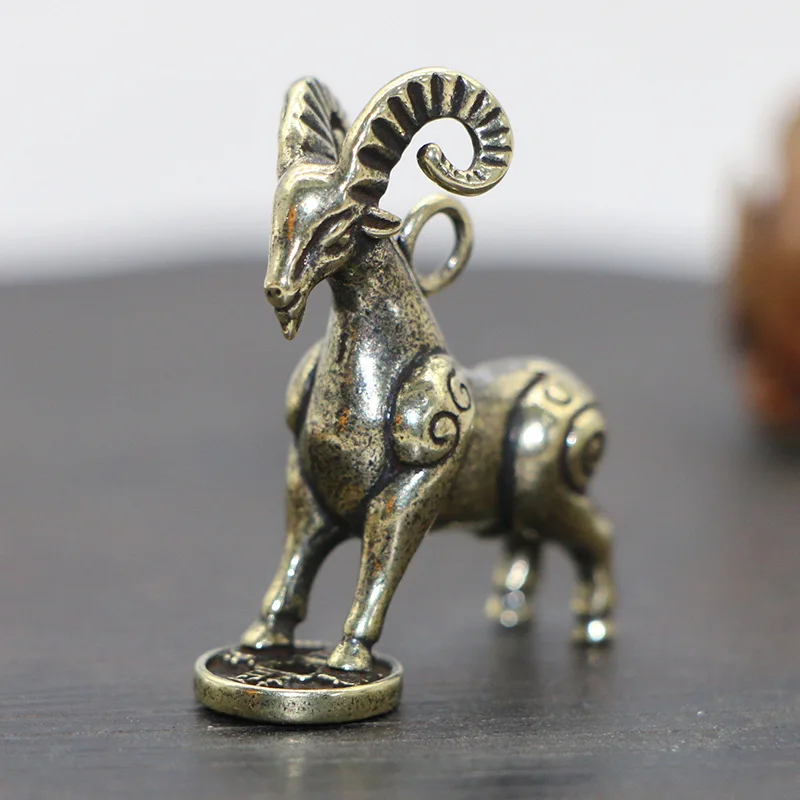 2 pieces of brass solid lamb creative office desktop statue ornaments