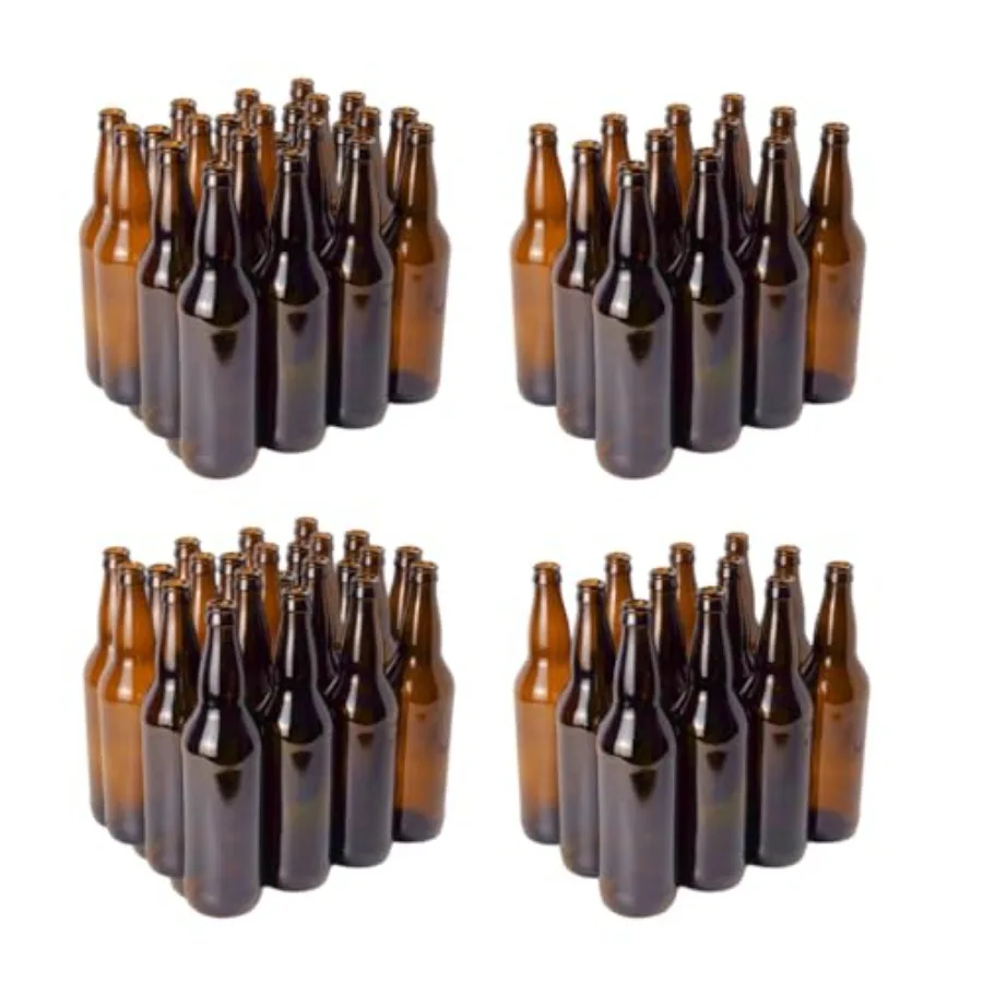 

Стеклянные бутылки для пива янтарного цвета с длинным горлышком и крышкой типа «прайф-офф» для домашнего пивоварения, медового вина, сидра и комбучи. Прочные.