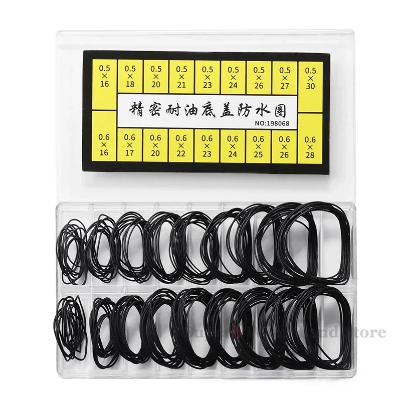 Uhrendichtung, Fett, Uhrengehäuse, Gummi, wasserdicht, O-Ring-Dichtung, 0,5/0,6 mm, ölbeständiges Uhrenreparaturwerkzeug, 1 Box für Uhrmacher