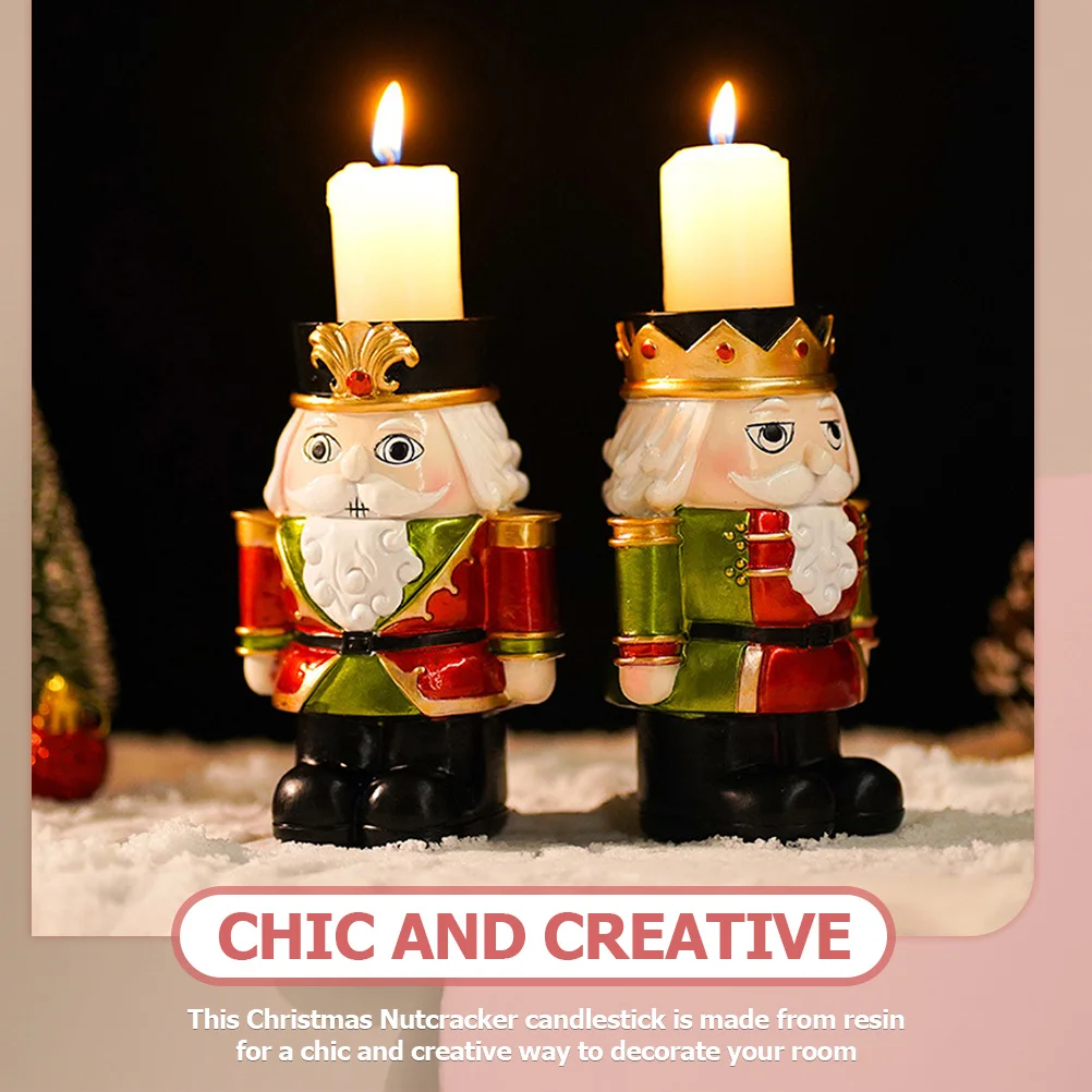 

Nutcracker Adornment Candlestick Holder Creative Christmas Decoration Perfect for Dinner Winter Parties