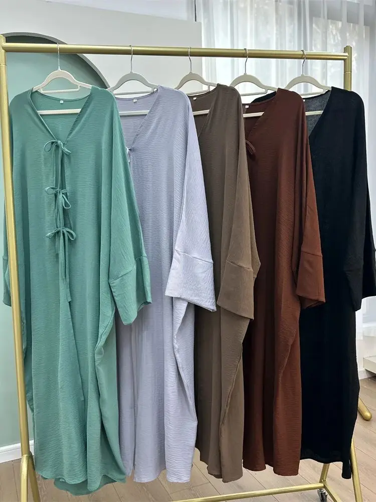 Eid Plain Kimono Abaya Dubai Turkey Islam Muslim Modest Dress Caftan Prayer Clothes Abayas For Women Kaftan Robe Femme Musulmane