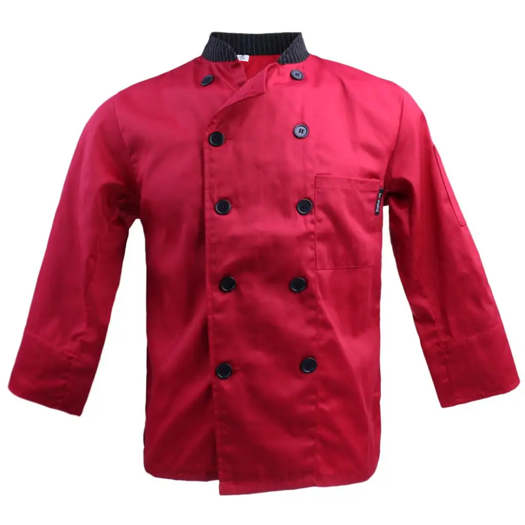 

Unisex Stand Collar Double Breasted Long Sleeve Chef Jacket Coat