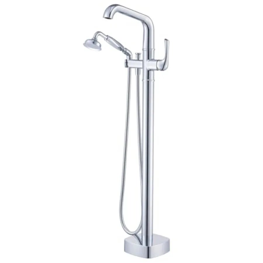 Grifo de lujo para bañera independiente, clásico de latón, para montaje en suelo con rociador de mano