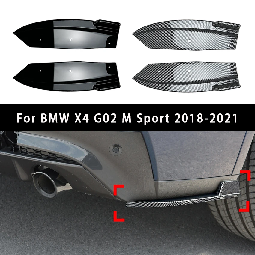 

For BMW X4 G02 M Sport 2018-2021 Carbon Fiber Rear Bumper Lip Diffuser Car Side Spoiler Air Vent Canard Splitter Accessory