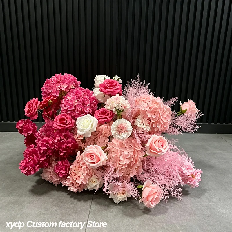 5D Maßgefertigte Künstliche Rosen-Hortensien Hochzeitsdekoration Bodenblumenreihe Hintergrunddekoration Wegführung Blumenball Party Bühnenrequisiten – Detail 4