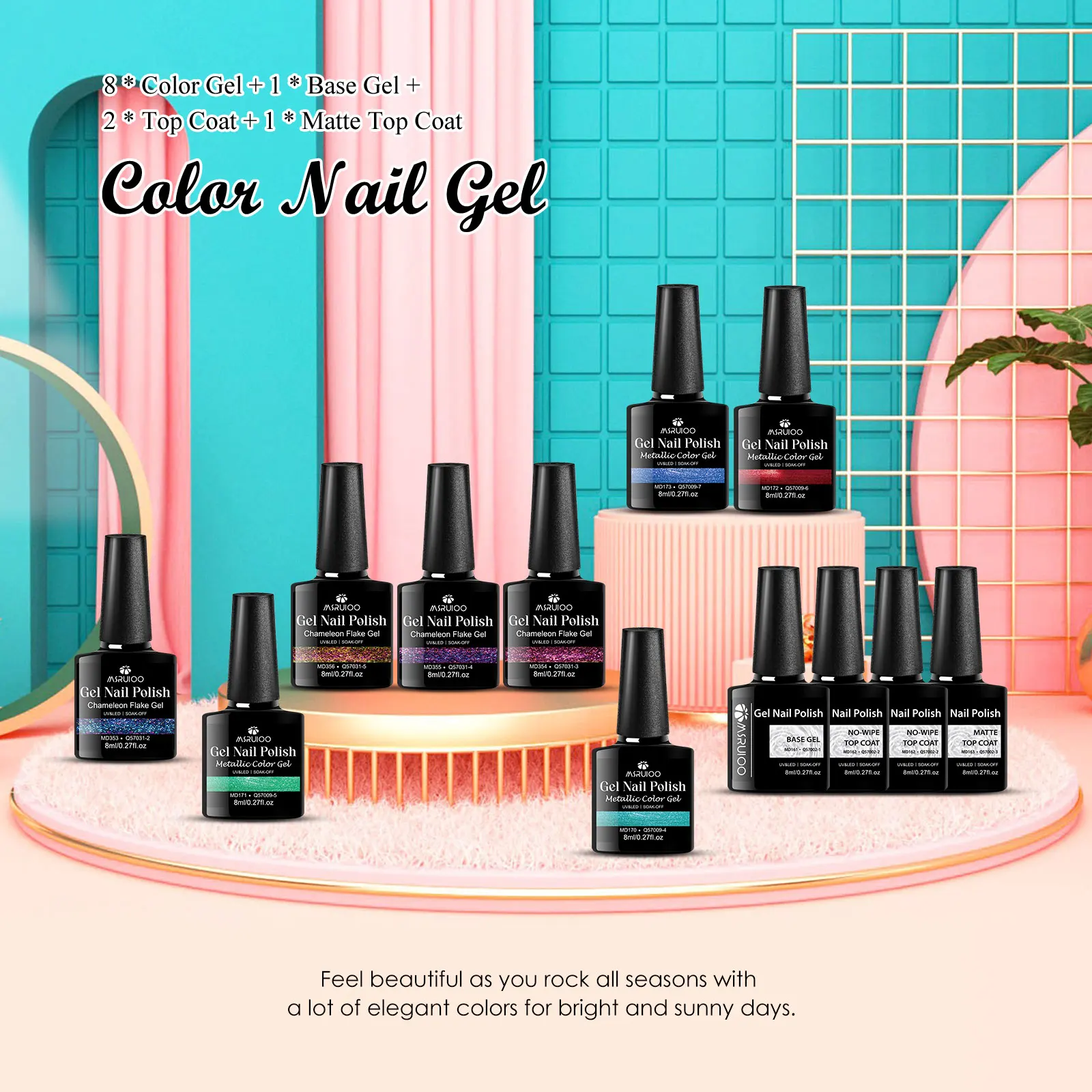 12 TEILE/SATZ MSRUIOO Metallic Spiegel Gel Nagellack Glitter Rot Blau Farbe Metall Gel Maniküre Hochglanz Finish HEMA/TPO FREI