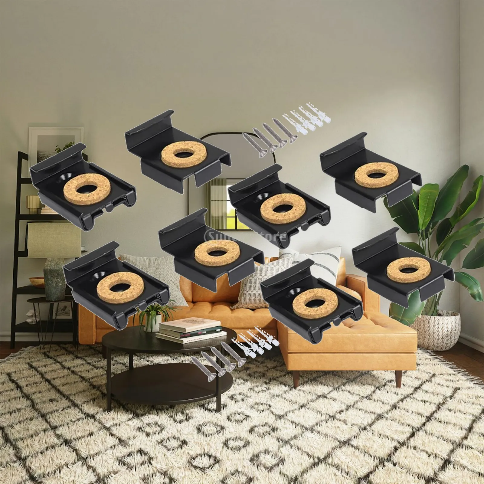 Premium Iron Mirror Holder Clips Set Spring Adjustable Mounting Kit for Secure Wall Mirror and Tile Display