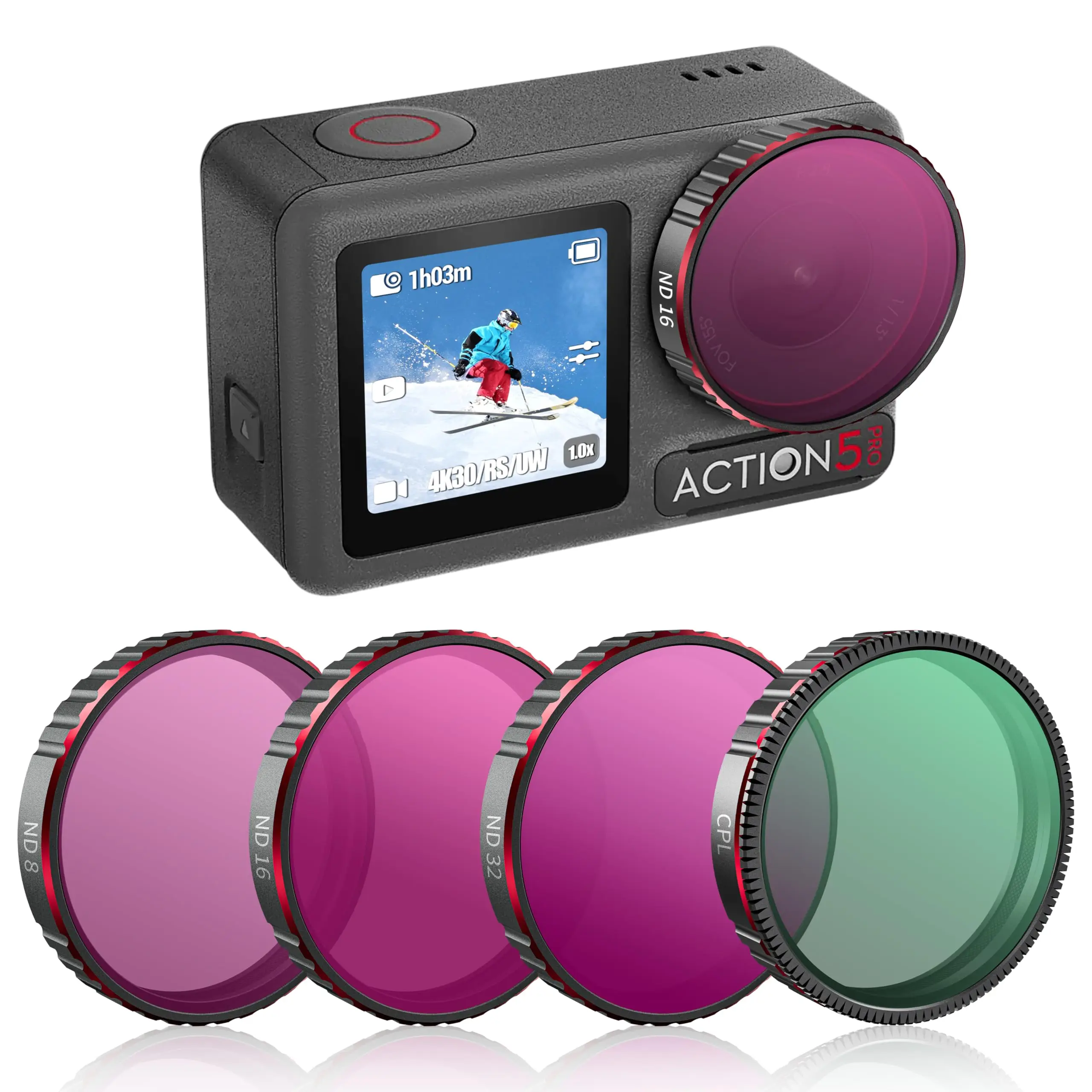 

aMagisn ND Filter Kit for DJI Osmo Action 5 Pro 4 3 ND8 ND16 ND32 CPL Neutral Density Filter HD Clear No Vignetting Lens Filters