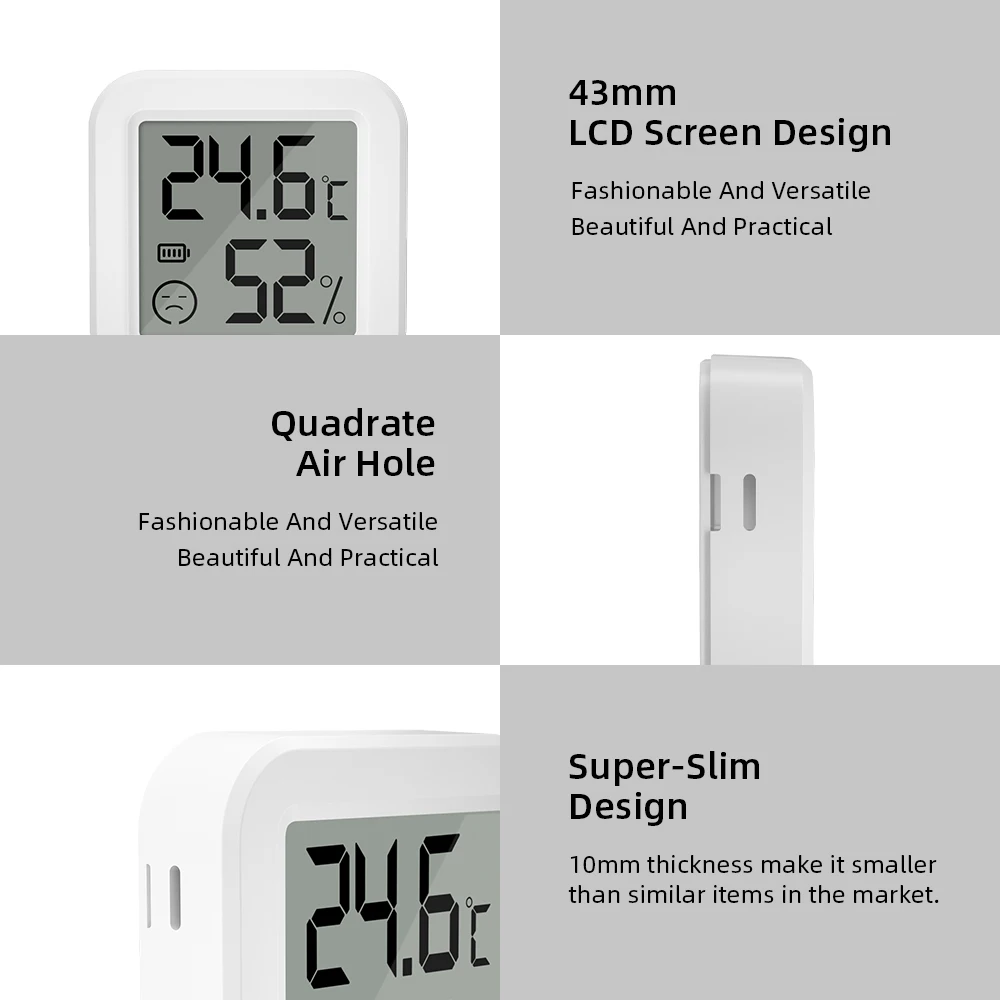 Bluetooth Temperature Humidity Sensor Mini LCD Screen Smart Tuya APP Remote Voice Control Google Thermometer Hygrometer