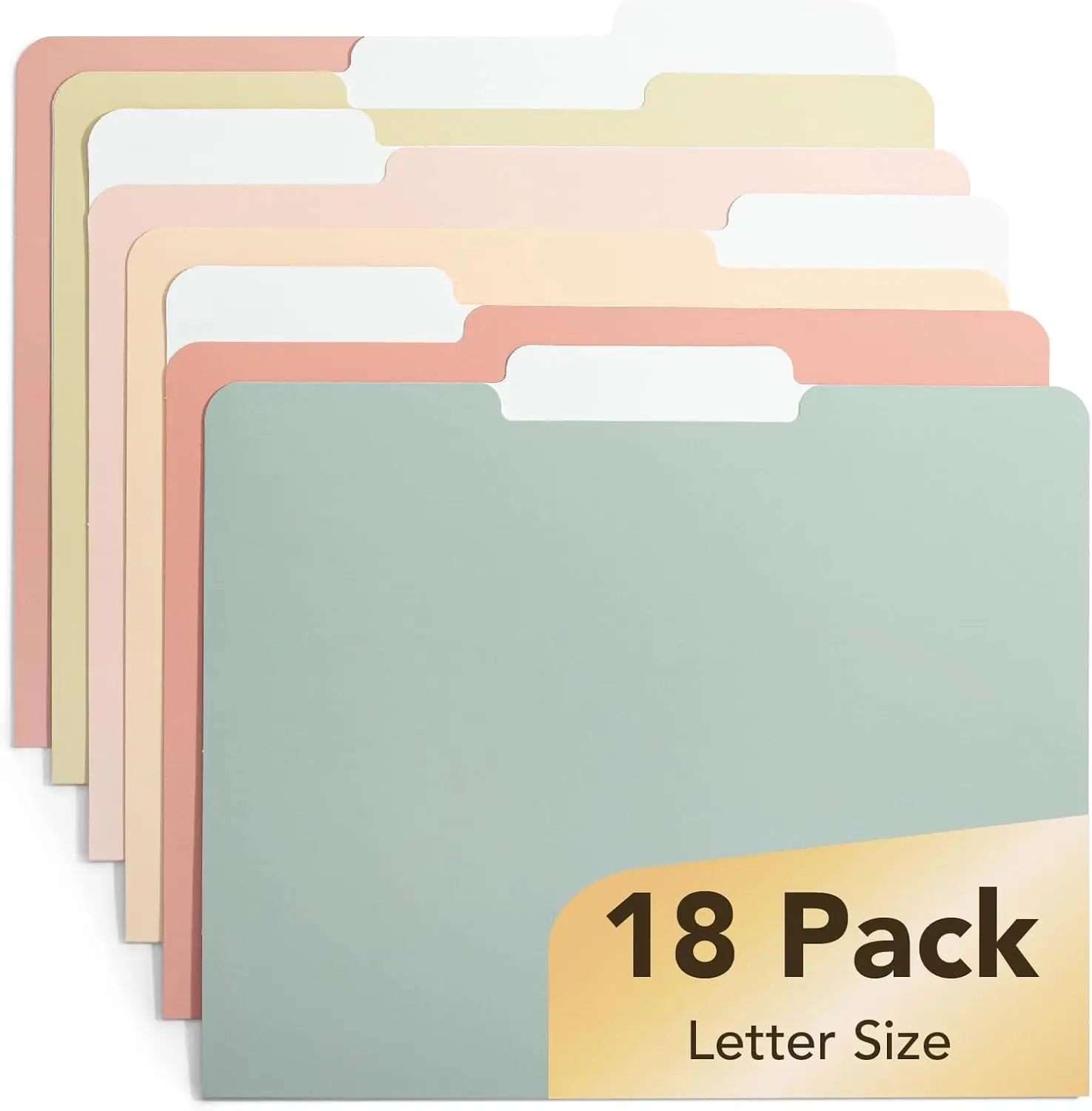 

Vintage Colored File Folders 18 Pack Letter Size with 1/3-Cut Tabs for Home Office Organization