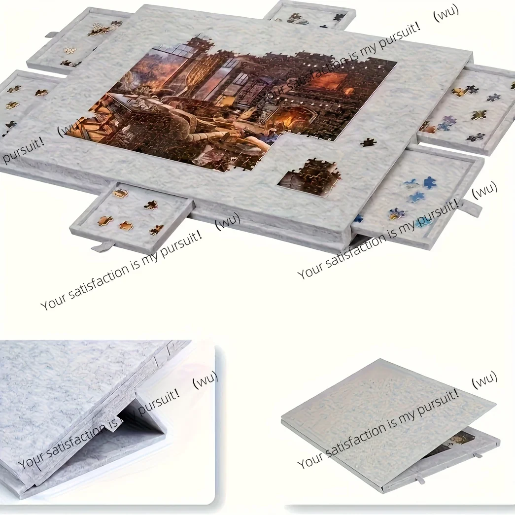 1 Set Professional Jigsaw Puzzle Table with 6 Drawers, Holds 1000 Pcs & Felt Board, Includes Display Lid & Stand, Gift Idea
