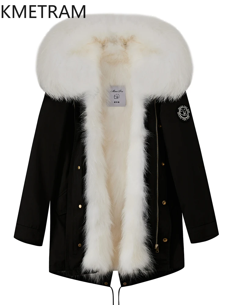 KMETRAM Natural Raccoon Dog Fur-lined Parka Removable Liner Woman Clothing High Quality Real Fur Jacket Winter Coats 2025 шуба