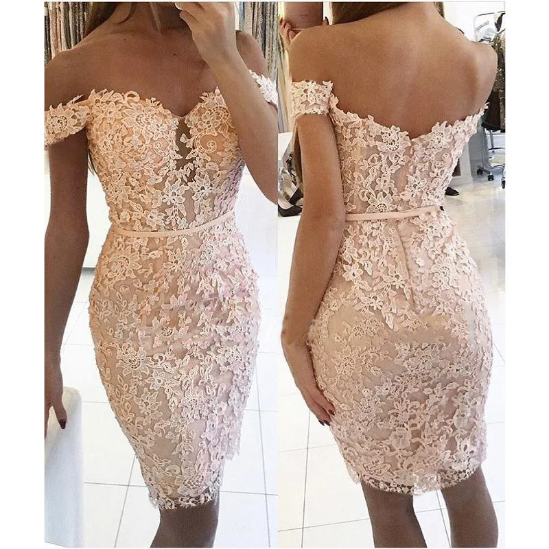 Sexy Women\'s Lace One-shoulder Mini Dress Ladies Off Shoulder Sleeveless Bandage Bodycon Evening Slim Short Dress Women Clothes