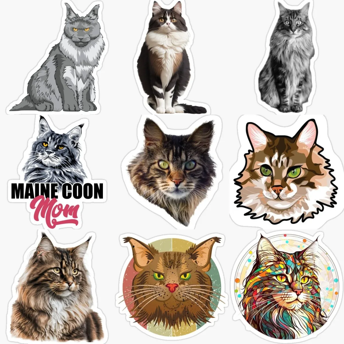 Maine Cat Creative Stickers for Decorate Car Van Fridge Window Table Bicycle Helmet Camper Bumper