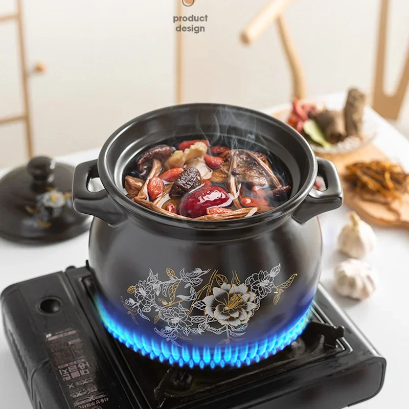 

Household gas cookware Heat-resistant Soup pottery clay With Cover Ceramic cooking Casserole stew Clay pot