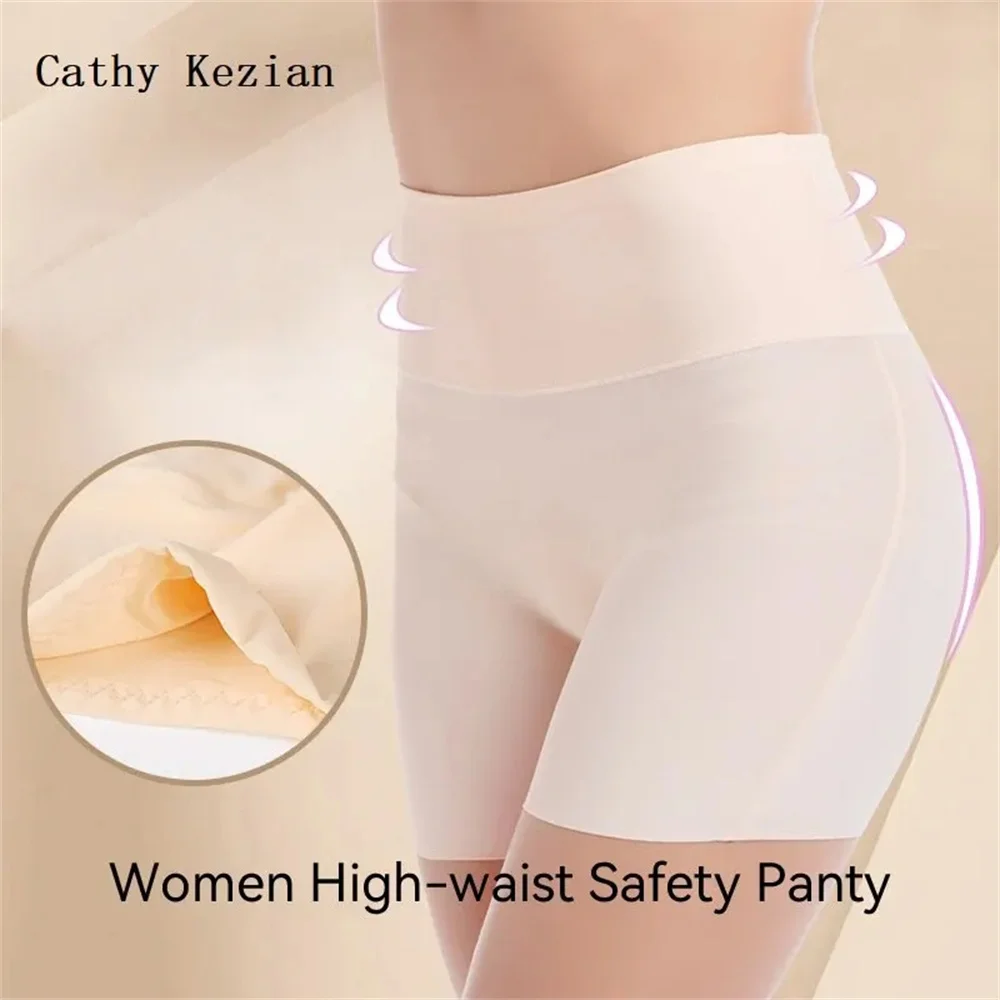 Women High Waist Panties Safety Short Pants Anti Exposure Underwear Corset Pants M L XL Black Skin Ice Silk Traceless Shorts