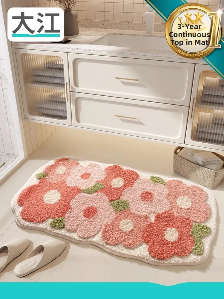 

Быстросохнущий влагопоглощающий коврик для ванной комнаты с цветочным узором, противоскользящий придверный коврик для дома, красивый дизайн, машинное производство
