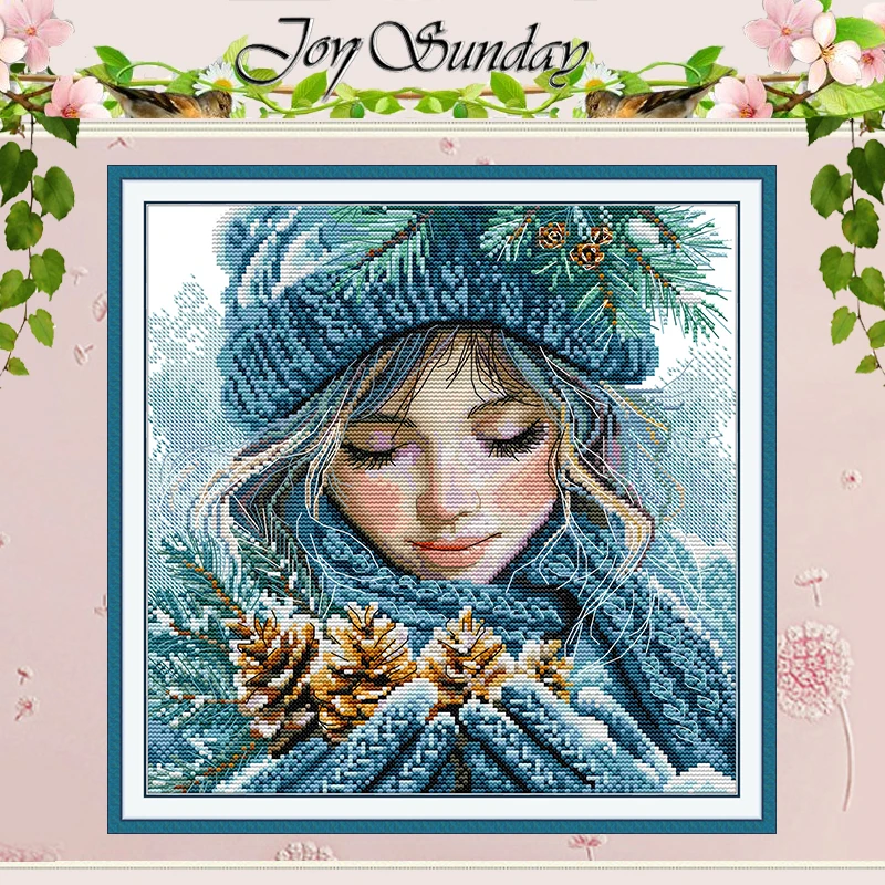First Snow Patterns Counted Cross Stitch Set DIY 11CT 14CT 16CT Stamped DMC Cross-stitch Kit Embroidery Needlework Home Decor
