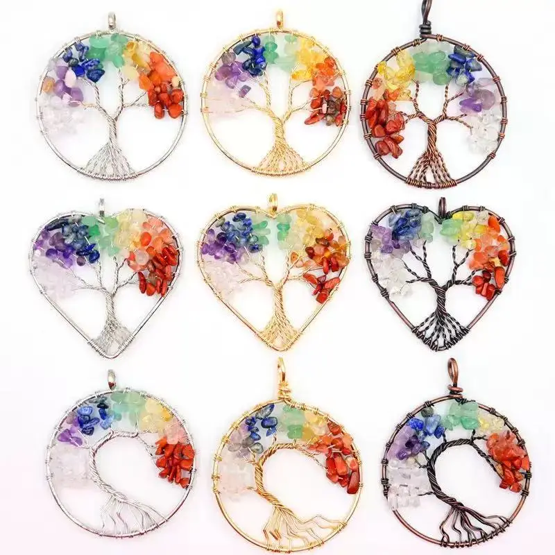 1pc 2inch Colorful crystal life tree, crystal gravel winding, suitable for hanging ornaments and pendants