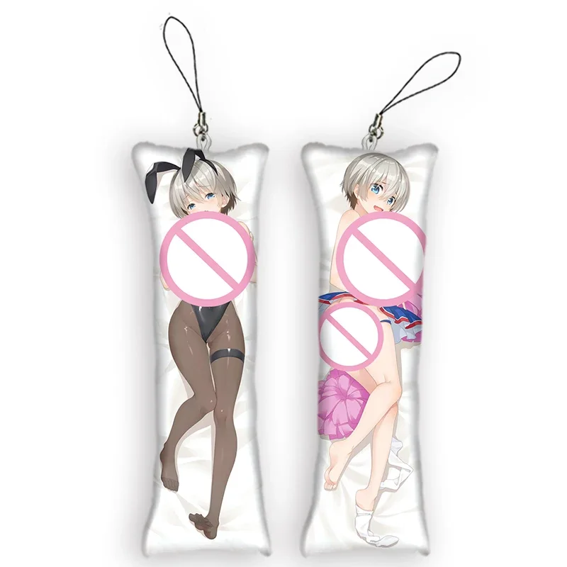 Llavero con colgante de cuerpo de Anime de doble cara, Mini llavero de Anime de dibujos animados, Mini colgante de Uzaki Hana, Dakimakura