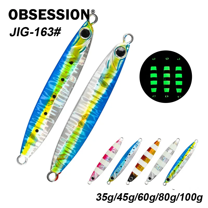 OBSESSION J163 Coltsniper Metal Jig Leurre de pêche longue portée 35g 45g 60g 80g 100g Luminescent UV pour Jigging et Slow Jigging en eau salée