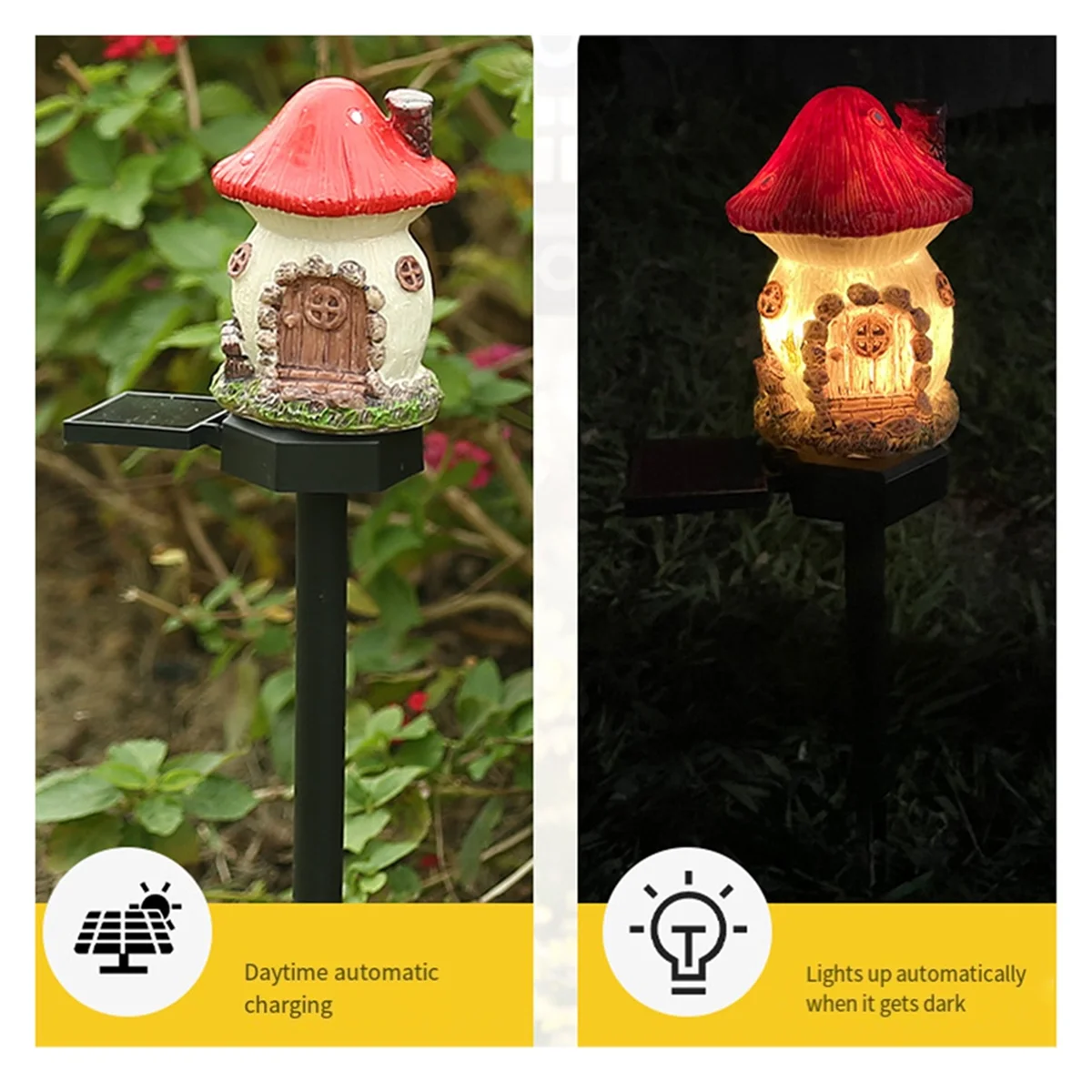 ABGV 1 pieza de luz Solar de resina novedad impermeable casa pequeña luz de enchufe de suelo Led para decoración de césped y jardín al aire libre A