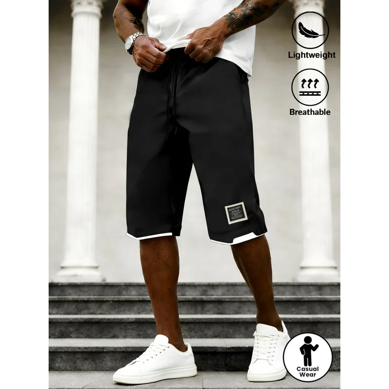 Men's Casual Drawstring Cropped Pants Summer Vacation Loose Cargo Shorts Basketball Clothes Essentials Running Baggy Sweatsuit